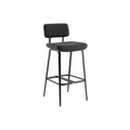 Sleek Black Upholstered Bar Stool with Metal Frame and Backrest